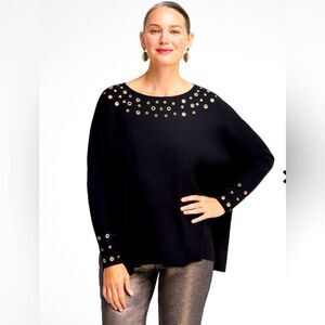Chico’s Size 1 Grommet Detail Sweater Poncho
